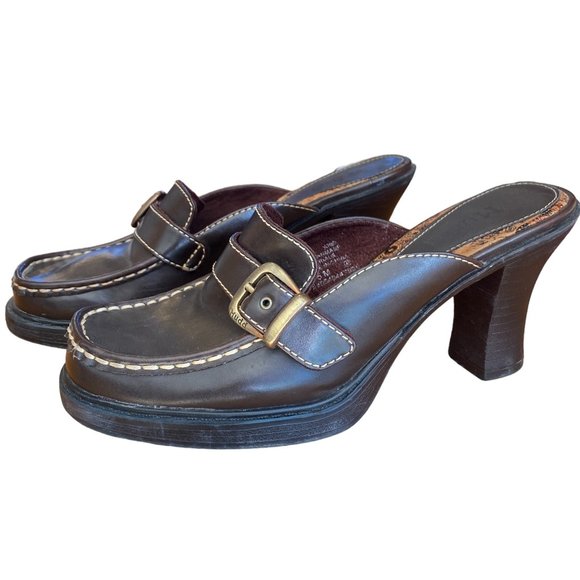 Vintage Mudd Y2K Faux Leather Chunky Block Heel Slide Slip On Mules Shoes-7.5 - Picture 11 of 11